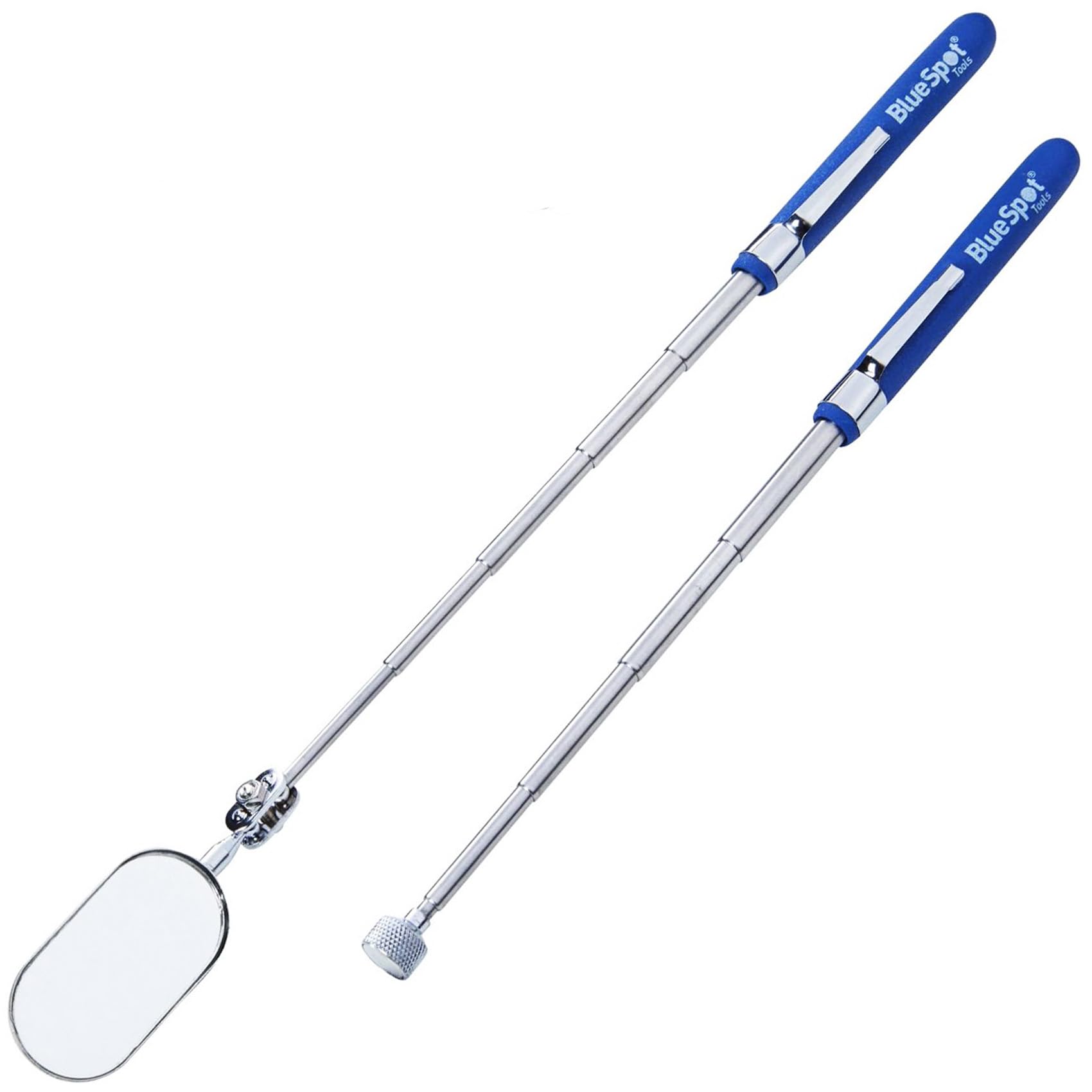 BlueSpot TELESCOPIC INSPECTION MIRROR & MAGNETIC PICK UP HAND TOOL | Pen Style | Pocket Clip | Soft Grip | LONG REACH | 360 Degree | Mechanic | Garage | Vehicle Repair | DIY | UK FREE P&P