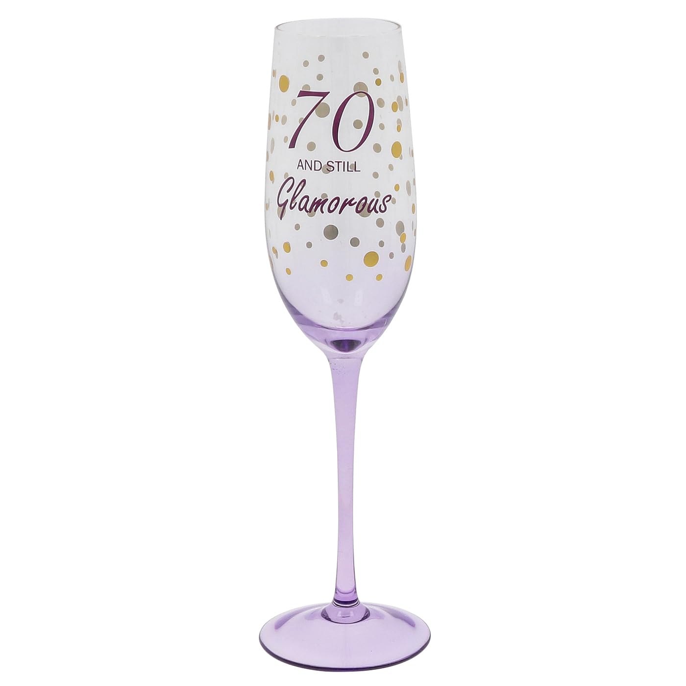 Shudehill Giftware 70 Gold Speckle Birthday Special Age Colourful Flute Glass - 18Th, 21St, 30Th, 40Th, 50Th, 60Th, Th Birthday Gift (70)