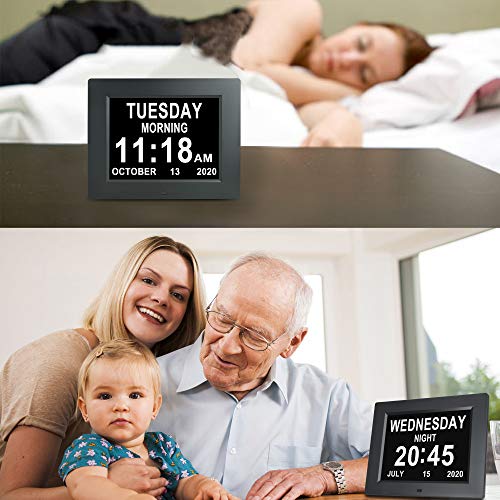 Jaihonda Digital Calendar Day Clock Extra Large Day Date Time Dementia Clocks For Seniors Elderly Vision Impaired Memory Loss 8 Alarm Options + Auto Dimming #TOP5