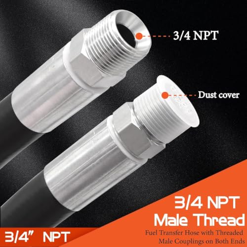 Image of 3 /4 inch Fuel Transfer Hose 10FT,Farm Pump Hose for Gasoline,Diesel(2PCS)