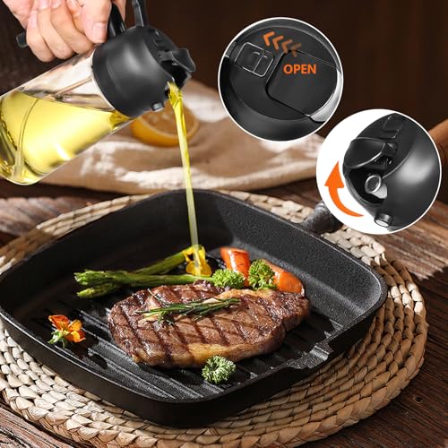 Bottiglia dispenser per olio da 470 ml, dispenser 2 in 1 per olio e spruzzatore di olio, bottiglia spray per uso alimentare per cucina, dispenser di olio per barbecue, insalata, bistecche, - immagine 6