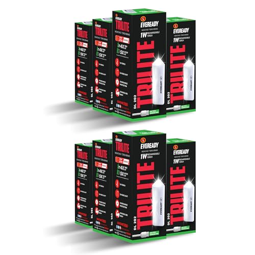 Image of Eveready DL 202 1W TRILITE Emergency Rechargeable LED Torch, Pack of 8