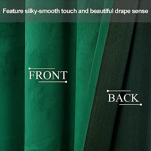 JIUZHEN Velvet Curtain Living Room Curtains Christmas Curtain Velvet Blackout Curtains with Eyelets Thermal Curtains Cold Protection Curtains Green Curtain Velvet Fabric Dark Green Set of 2 H 175 x W - Image 3