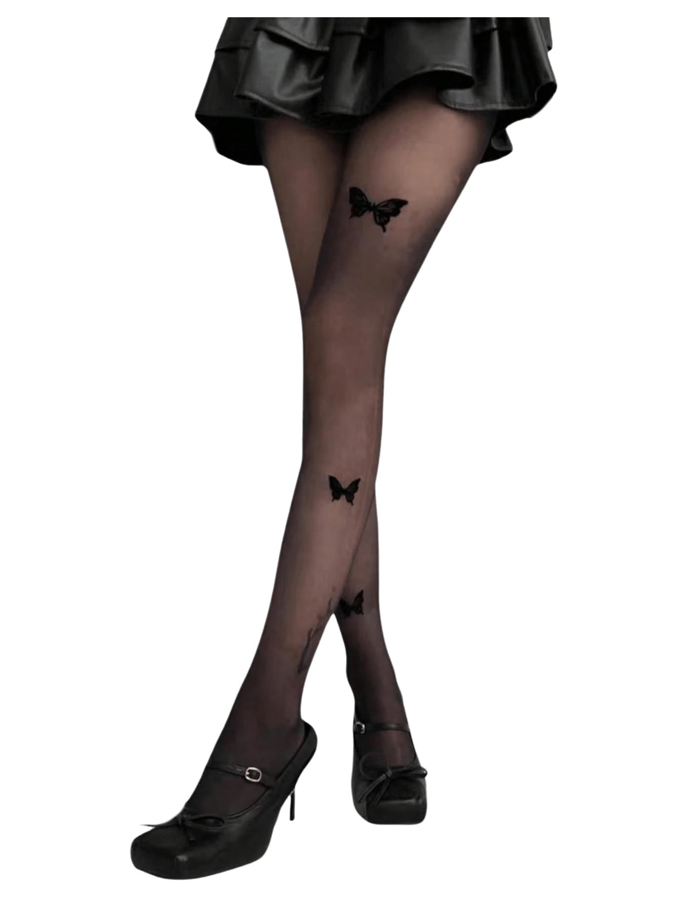 MakeMeChic Women's Heart Sheer Mesh High Waist Tight