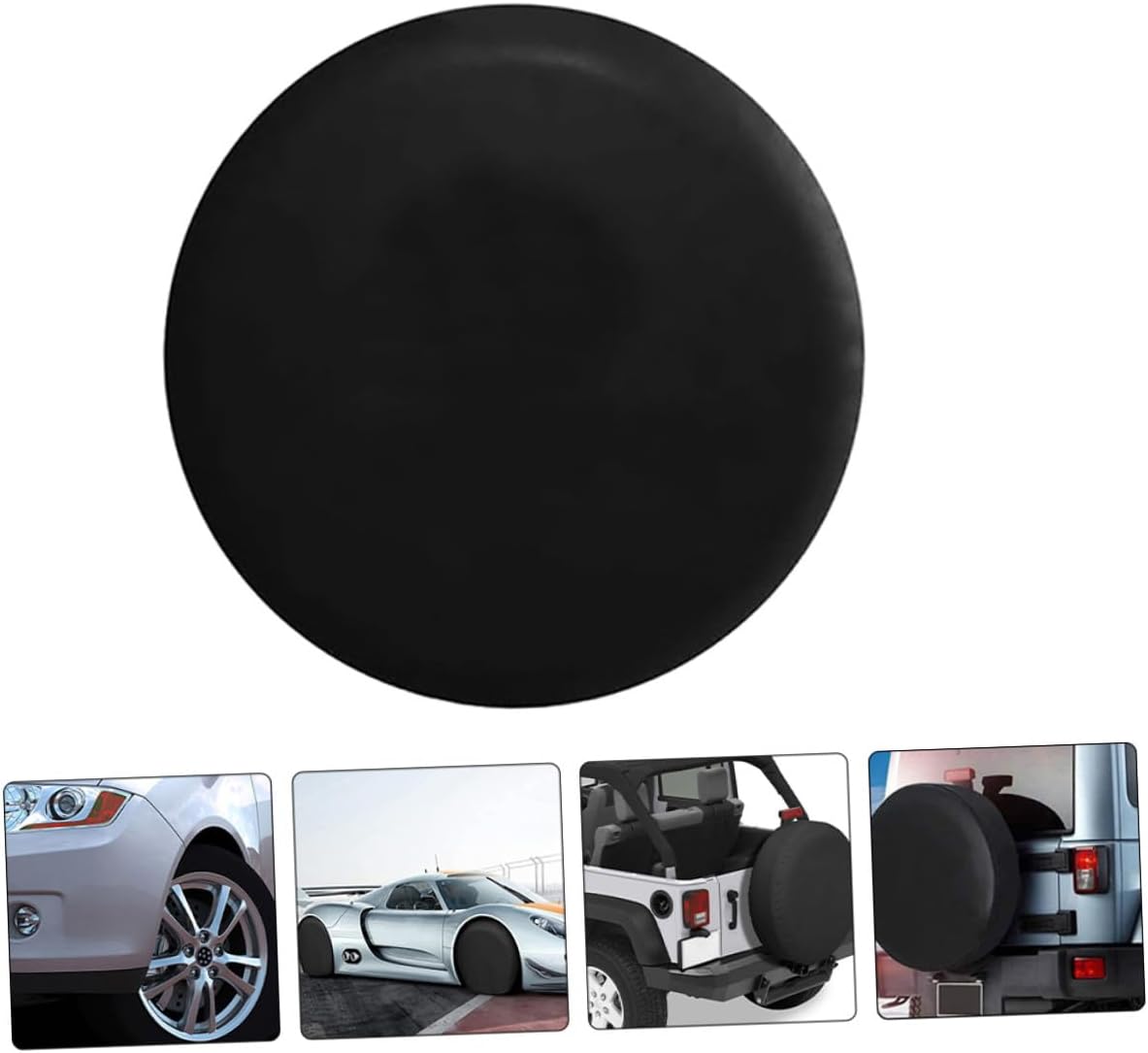 2pcs 15-inch PVC Spare Tire Covers for Camper and Trailer, Black Faux Leather Wheel Protectors, Weather- and UV Shield for Travel Trailers