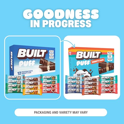 BUILT Bar Puff Protein Bars - Variety Pack - 15-17g Protein Snack Bars with Collagen - Calorie Conscious & Gluten Free - 12 Count, Variety May Vary - Image 5