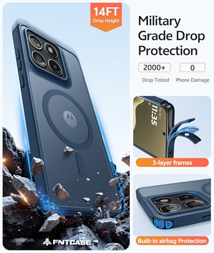 Image of FNTCASE for Motorola Edge 2026 Magnetic Case: [Compatible with Magsafe] Translucent Matte Cases with [Screen Protector] Military Grade Shockproof Protective Phone Cover(6.5 inch /Blue)