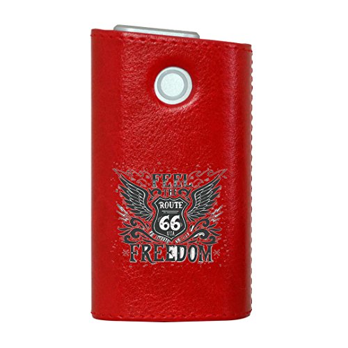 glo グロー グロウ 専用 レザーケース レザーカバー タバコ ケース カバー 合皮 ハードケース カバー 収納 デザイン 革 皮 RED レッド 英字 かっこいい おしゃれ 011856