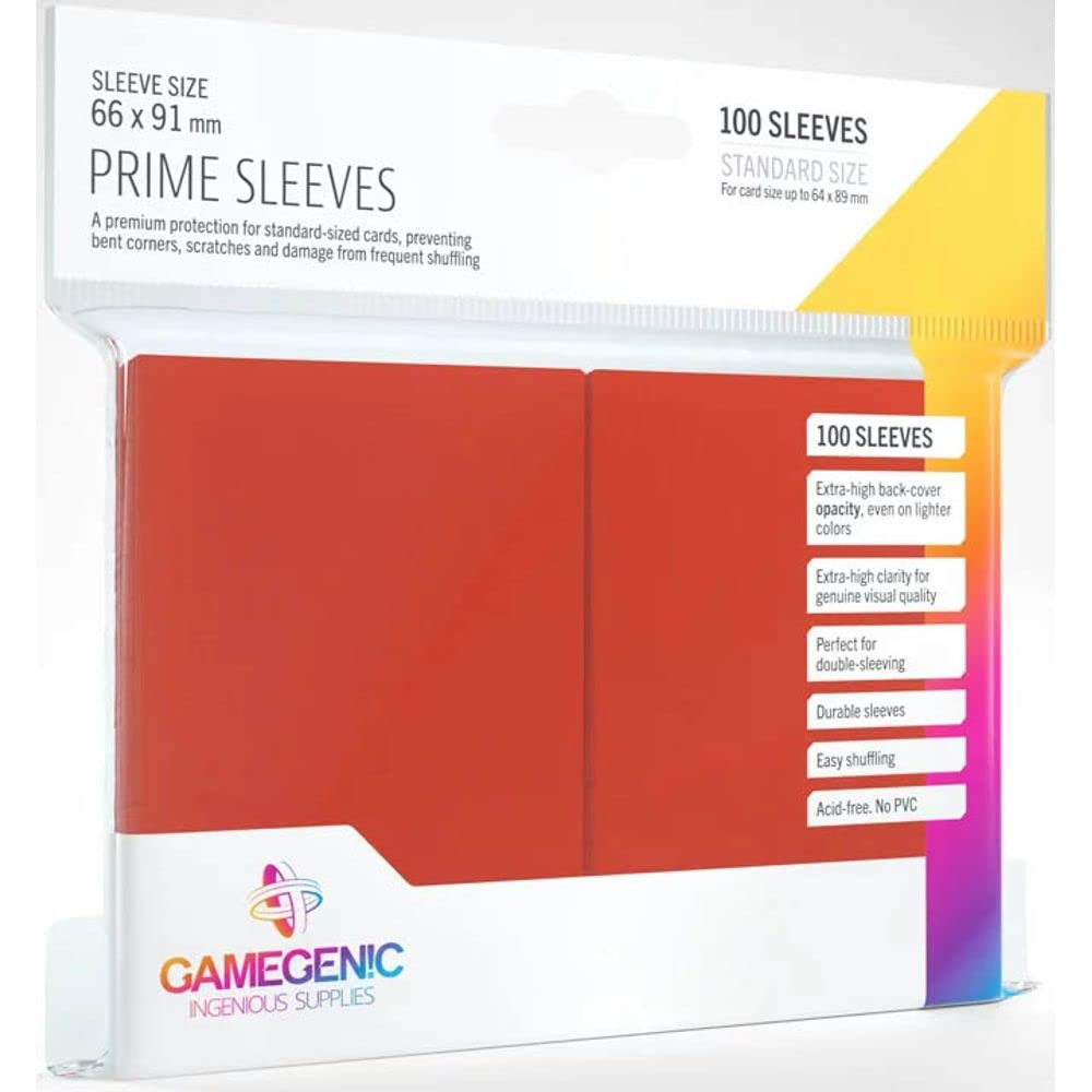 Gamegenic Card Sleeves – Red Prime Sleeves 100CT – MGT Card Sleeves are Smooth & Tough – Compatible with Pokemon, Yugioh, & MTG Magic The Gathering