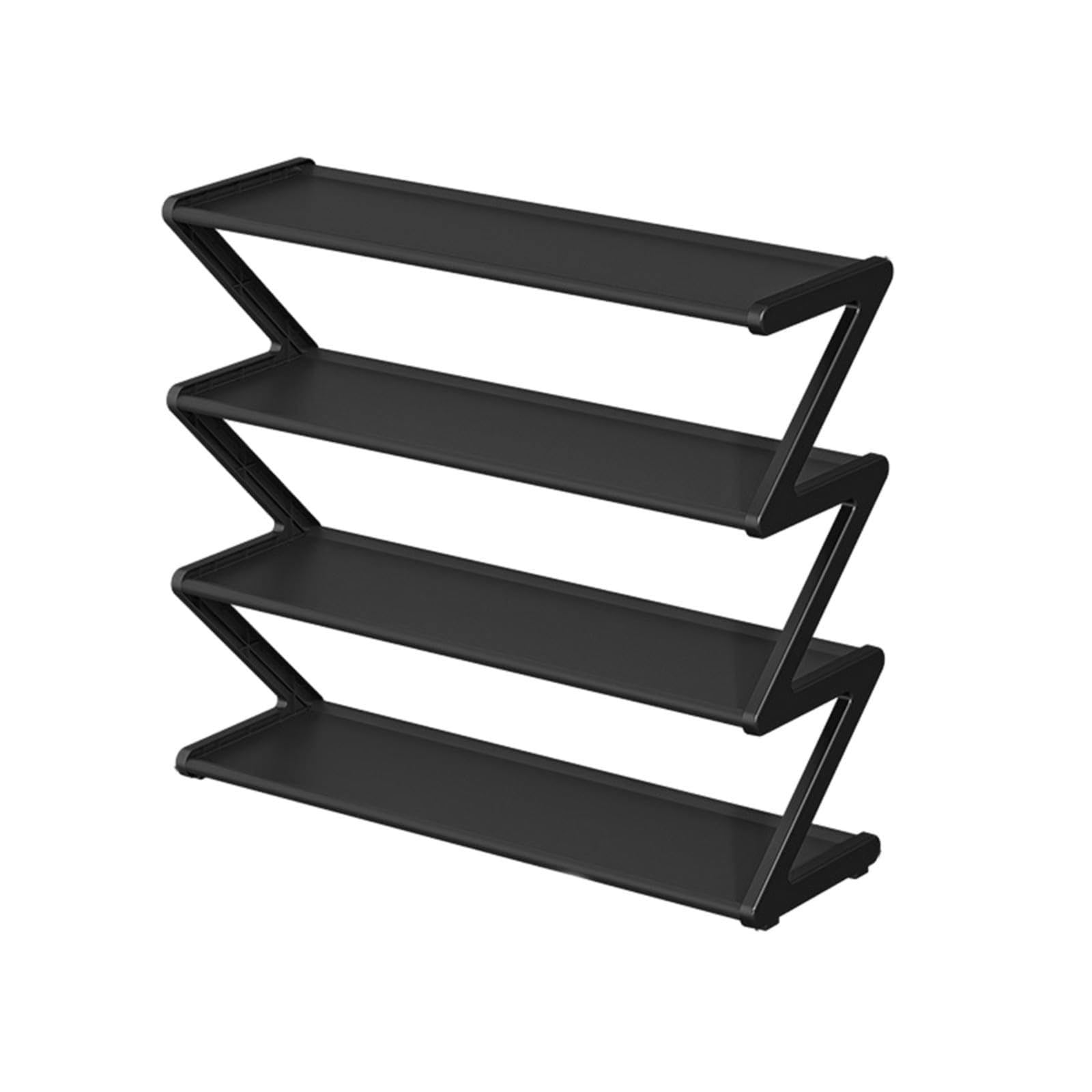 Wzxhew Easy To Install And Space 4 Tier Stainless Steel Shoe Rack Organizer Saving Shoe Organizer Freestanding Shoe Rack With Sturdy Frame Shoe Rack For Wardrobe Entry Bedroom Floor (Black, One Size)