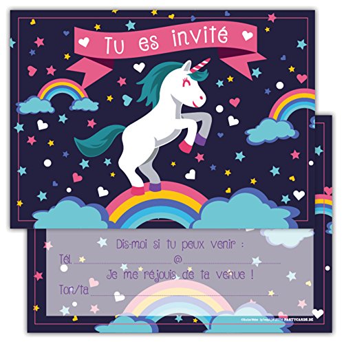 12 Cartes d'invitation Amusantes pour Enfants dans Un Set pour fêtes d'anniversaire d'enfants / Unicorn - Pegasus / Invitation à Une fête d'anniversaire pour garçons et Filles / Lot de 12 Cartes Cover