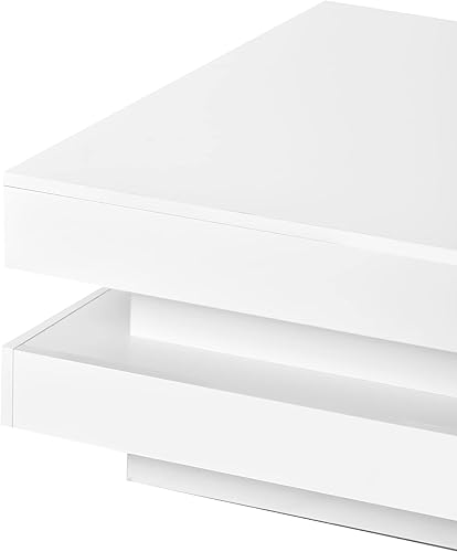 Miniatura 7 de Knocbel Mesa auxiliar cuadrada LED moderna para sala de estar, sofá, sofá auxiliar de cóctel con control remoto, acabado de alto brillo, capacidad