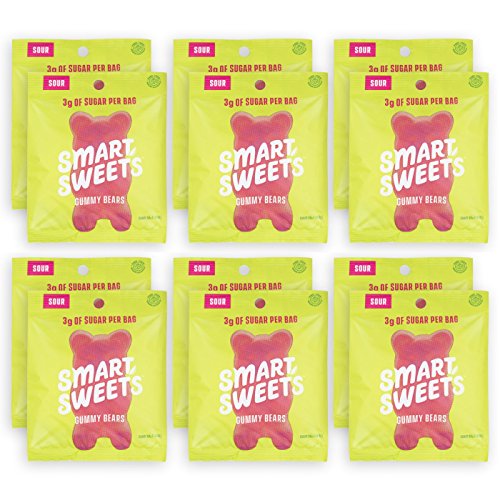 SmartSweets Sour Gummy Bears, Candy with Low Sugar (4g), Low Calorie, Free From Sugar Alcohols, No Artificial Colors or Sweeteners, (Pack of 12)