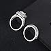 Double Fair 2 Piece Wedding Ring for Women 1 Carat Princess Cut Cubic Zirconia Engagement Promise Bridal silver Band Fashion Cute White Gold Plated Ring Set Gift Jewelry