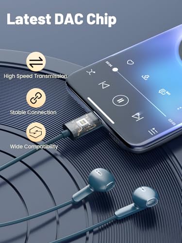 USB C Headphones Wired for iPhone 16 Pro Max/iPhone 15 Earphones for Samsung Galaxy S25/S24/S23 Ultra, in Ear Phones with Stereo Microphone Volume Control USB C Wired Earbuds for Google Pixel 9 8