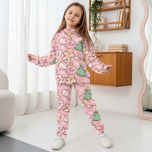 doginthehole Girls Graphic Hooded Sweatsuits Sweatpants 2Pcs Set Christmas Hoodies Fall Clothes Winter Outfits 5-12Y4