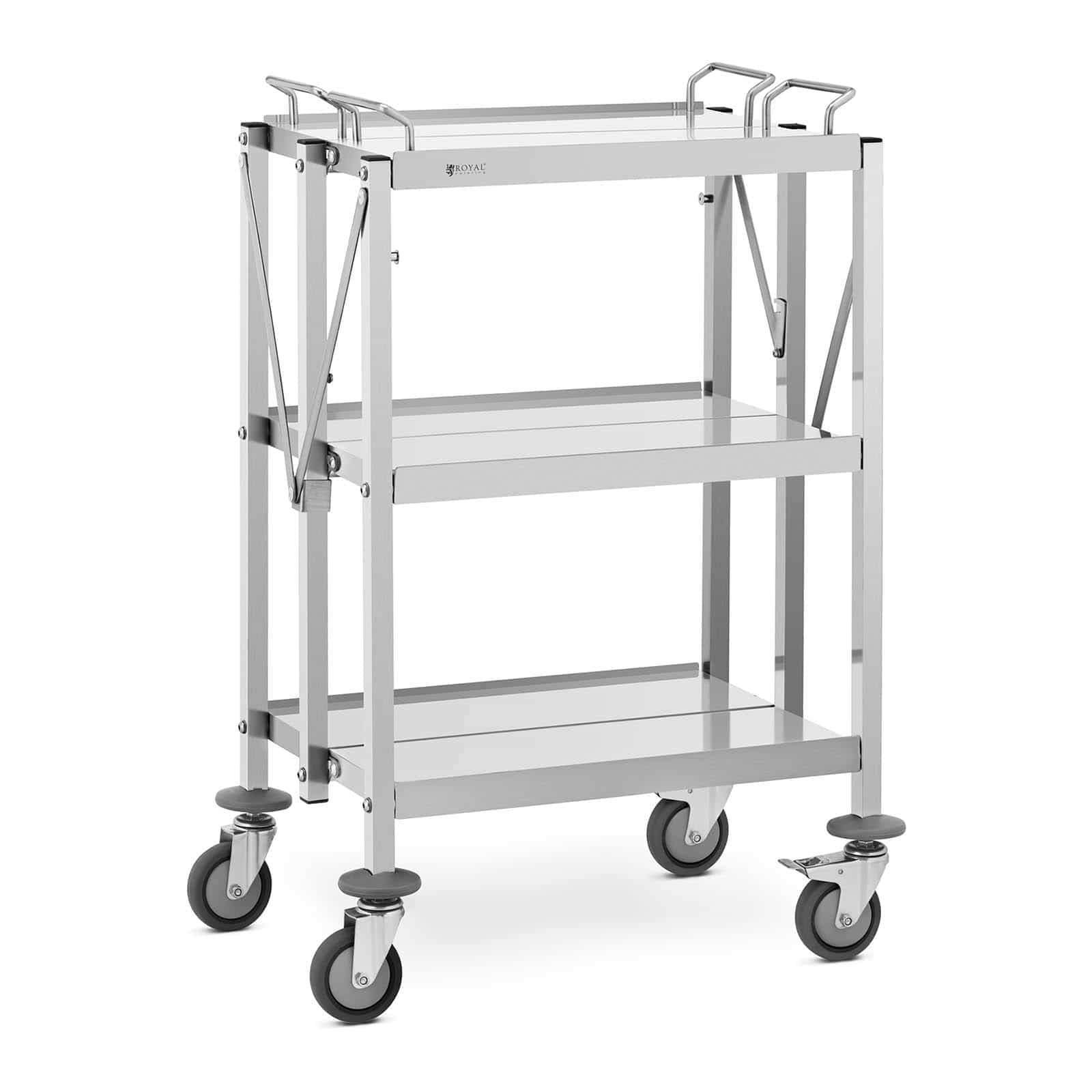 Royal Catering RCSW-100 Carrello da portata a 3 bordi 40 x 58 cm, 90 kg, pieghevole, in acciaio inox, da cucina