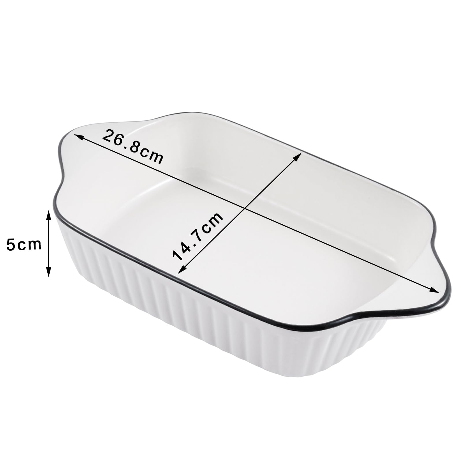 Juego de 4 moldes rectangulares de cerámica para horno de 26,8 cm (10,5 pulgadas), aptos para horno, microondas y lavavajillas, para lasaña, cazuela, pizza y postres