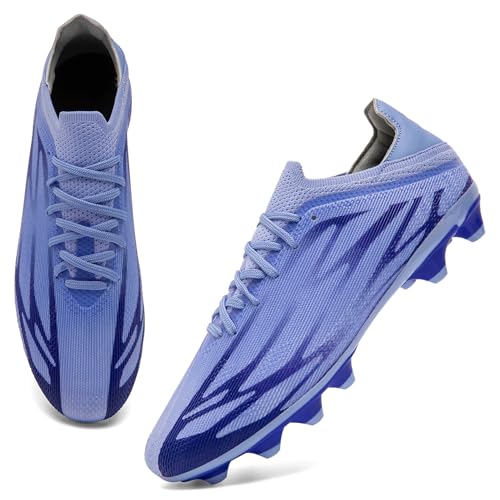 ASOCO DREAM Chaussures de Football Homme Spikes Crampons de Futsal Professionnel Athlétisme Entrainement Adolescents Chaussures de Sport,Violet,46 EU