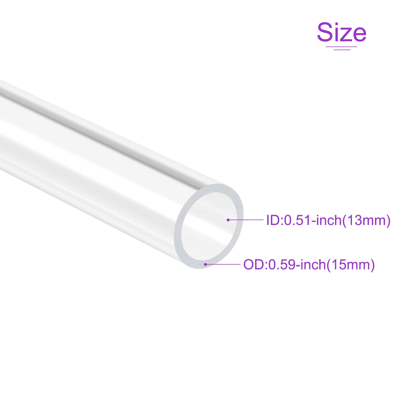 DMiotech 2pz 13mm x 15mm 12" Tubo Acrilico Trasparente per Acquario, Idraulica e Illuminazione