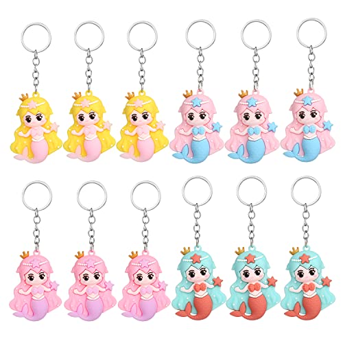 Yishamei 12 pièces sirène porte-clés sirène porte-clés silicone sirène trousseau de clés enfants fête cadeau pour les garçons filles sac à dos Cover