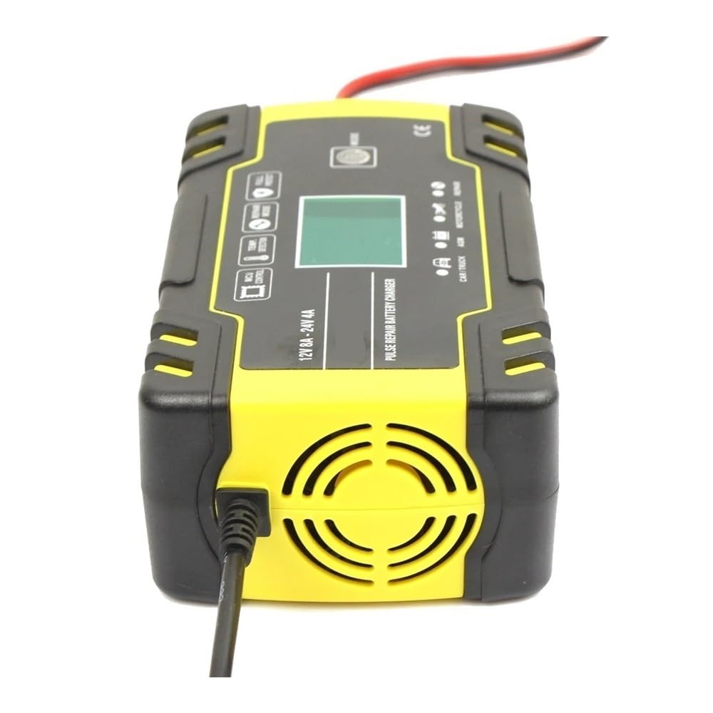 Caricabatterie intelligente 12V/24V 8A, caricabatterie rapido con avvio automatico FO, adatto for auto, moto e camion, uso a secco e a ciclo profondo(Army green)
