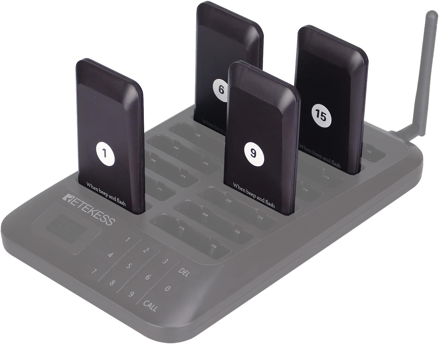 Retekess TD157 Buscapersonas Receptor Compatible con Retekess TD157 Restaurante Buscapersonas Sistema de Llamada Inalámbrico 300mAh 24H 500M Cafetería Pizzería Hotel (Negro, 10 Piezas)