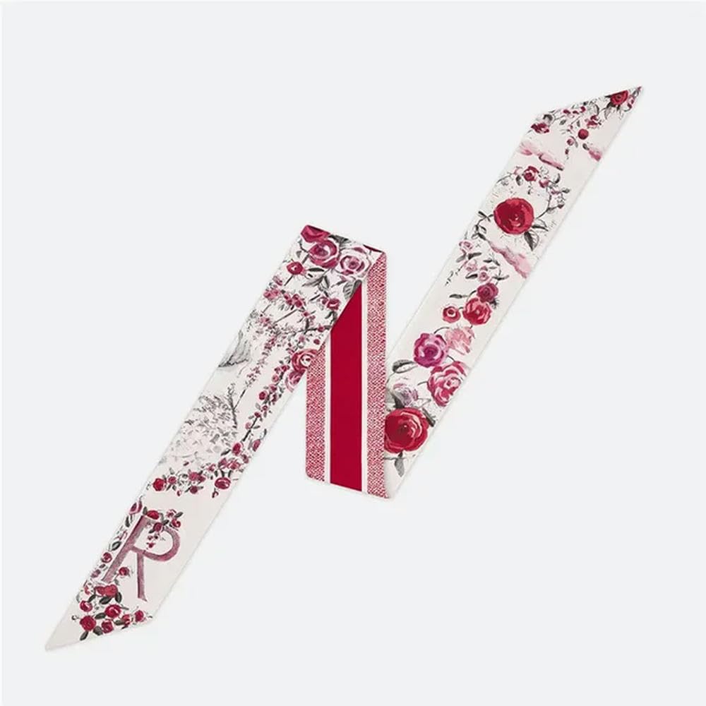 Foulard en soie vintage haut de gamme avec lettres et cravate étroite chic