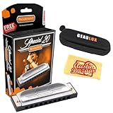 Hohner 560 Special 20 Harmonica - Key of C Bundle with Carrying Case and Austin Bazaar Polishing Cloth