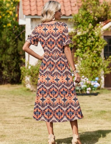 Image of Zeagoo Womens Summer Dresses 2026 Casual Midi Dress Flowy Sundress Ruffle Short Sleeve Tiered Dresses A Line Boho Dress