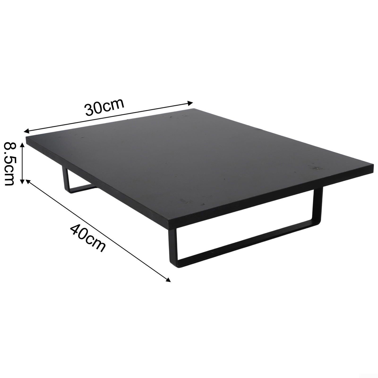 Scaffale per forno a microonde in metallo e legno, 40 x 30 cm, supporto da cucina con piedini antiscivolo per fornelli o fornelli a induzione, mensola salvaspazio per piccole cucine (nero)