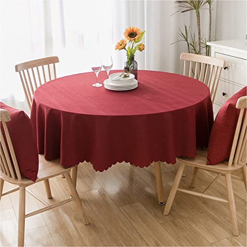 Image of Jeloris Round Waterproof Tablecloth Spill-Proof and Stain Resistant Table Cloth Wrinkle Free Washable Decorative Fabric Table Cover for Kitchen, Dining, Parties, Buffet, Wedding(63 inch, Red)