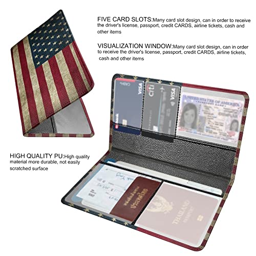 AFPANQZ Auto Insurance Registration Document Card Holder America Flag Print Compartment Organizer for Drivers License, ID and Credit Card Women's Wallet4