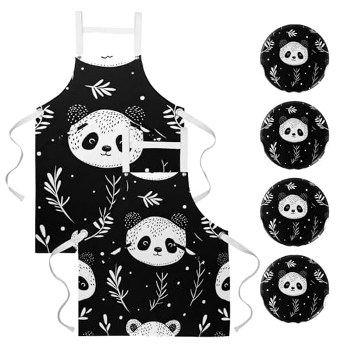 Tablier imperméable panda pour cuisiner en famille sans tache