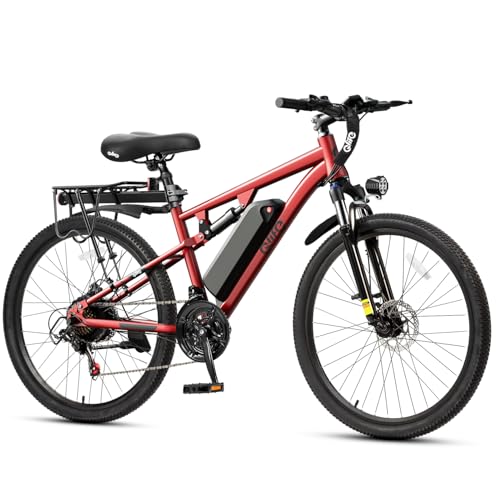 Image of Qlife Electric Bike for Adults /Teens Racer, 20+MPH 21-Speed Peak 1200W Brushless Motor Adult Electric Bicycles, 48V 10.4Ah Removable Battery Mountain Ebike, Up to 55 Miles, 27.5X2.1 Tire E Bike