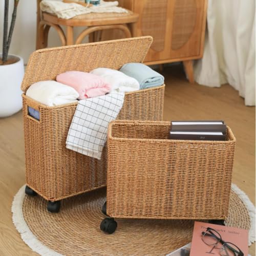 Panier rangement étroit en osier : optimiser les placards encombrés - 5
