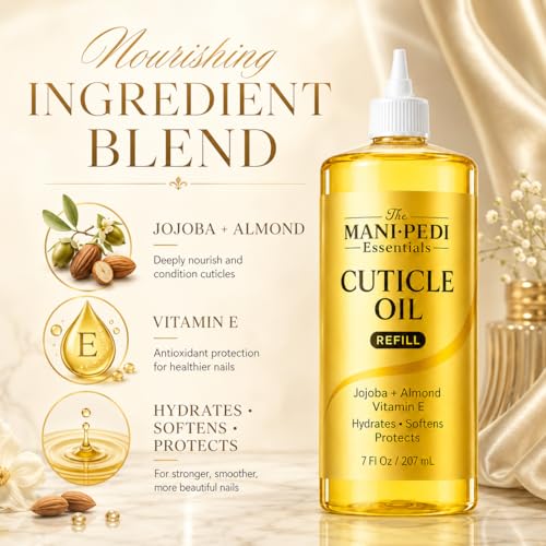 Image of TMPE Professional Cuticle Oil Refill /Bulk Pack, enriched with Jojoba Oil, Vitamin E & Sweet Almond Oil. Manicurist's Choice for Healthy, Nourished Nails & Cuticles - 200ml