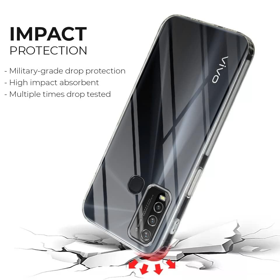 Image of Jkobi Back Cover for Vivo Y50 (Silicone Clear Shockproof Case with Camera Protection | Soft and Flexible | Transparent)