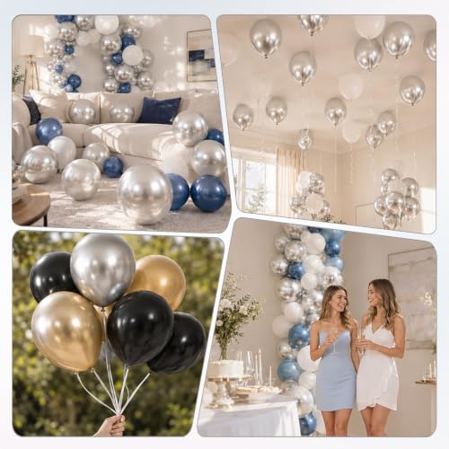 Image of Metallic Silver Balloons 12 Inch Chrome Silver Helium Party Balloon