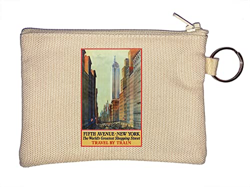 Fifth Avenue New York Rétro USA Travel Poster Porte-monnaie Beige