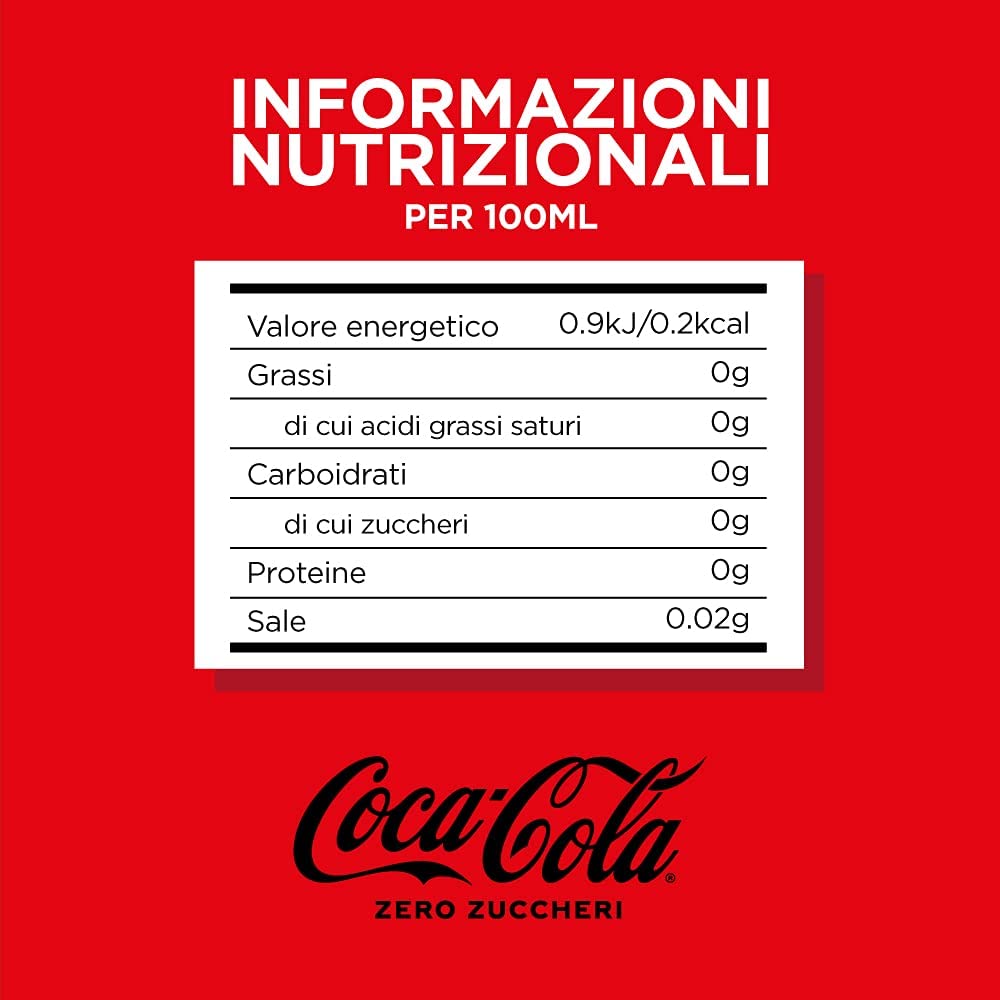 Lot de 72 boîtes de Coca sans sucre - 330 ml - Boisson italienne sans alcool
