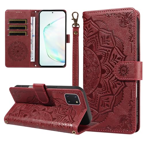�X�}�z�P�[�X �Ή��@�� for Samsung Galaxy A81 / Note10 Lite / M60S �X�}�z�P�[�X�y�t���b�v�� �X�^���h�t�� �J�[�h�z���_�[ �������[ �}�O�l�b�g���� �E�H���b�g�zRed