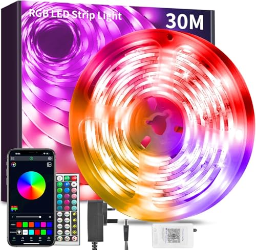 BATHEBRIGHT 30M RGB LED Strip Lights with Bluetooth