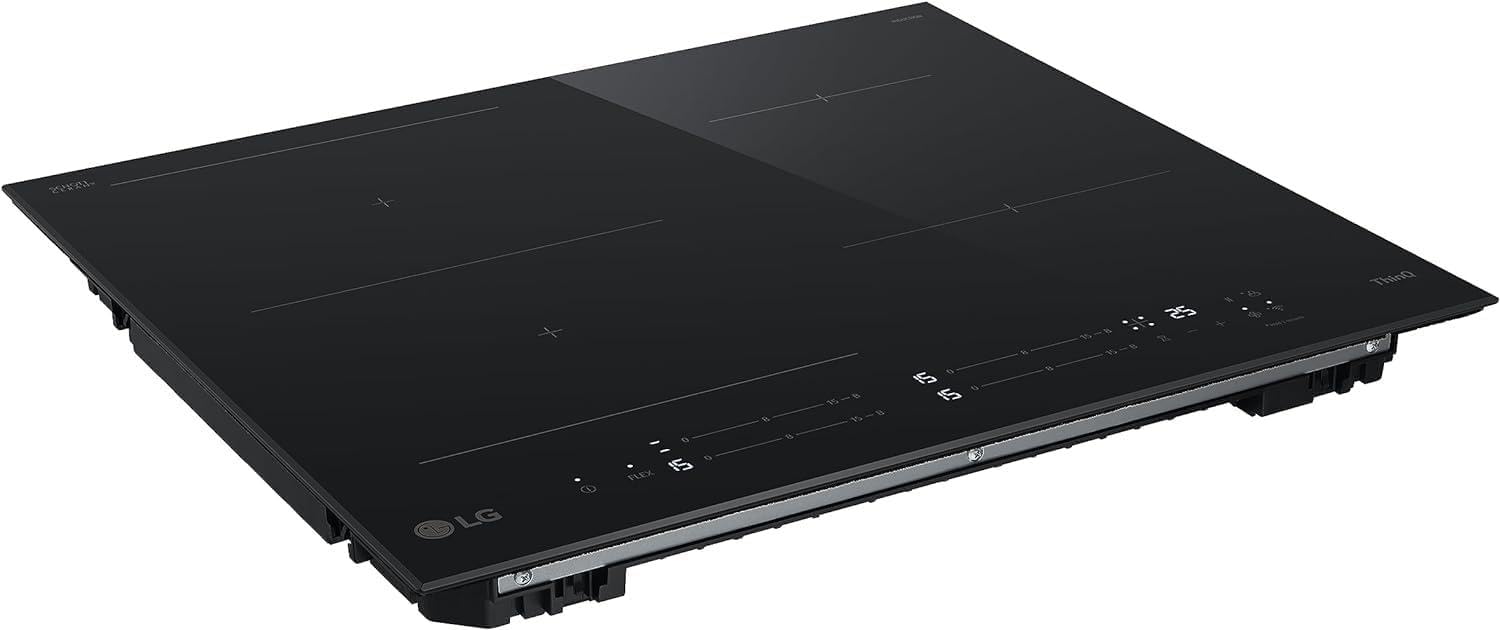 LG Płyta indukcyjna CBIZ2435B 60 cm, moc od 2,5 do 7,4 kW, 4 strefy całkowite, 1 strefa Flex, 15 poziomów mocy + doładowania, niezależne sterowanie dotykowe, Wi-Fi, szkło ceramiczne SCHOTT, kolor