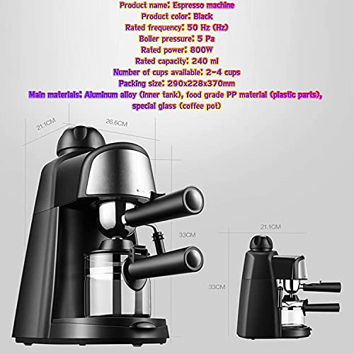 WSJTT Macchina da caffè Espresso for la casa,Schiuma a Vapore in Acciaio Inox Integrata,Pompa a 5 Bar,for Cappuccino e… - immagine 7