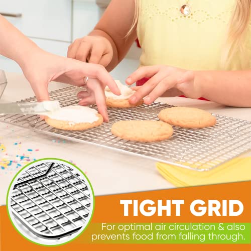 Image of Spring Chef 10 inch x 15 inch Stainless Steel Cooling Racks for Baking - Oven Safe - Cookie Racks for Cooling Cookies - Fits Jelly Roll Pan - Perfect for Grilling, Roasting, Cooking, Drying - Set of 2