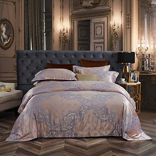 Dolce Mela 6 Piece Bedding Duvet Cover Set, Luxury Jacquard Top, 100% Soft Combed Cotton Inside, Superior Comfort, Breathable, All-Season, Machine Washable, Dm805K, Multi-Color, King #TOP3