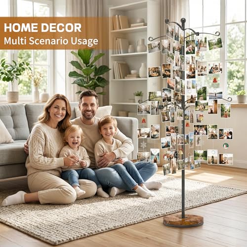 Emfogo Metal Picture Photo Display Tree , Collage Photo Frame for 4x6, 5x7 Picture Hanging & Gift Card Display, 90 Clips Holder for Collage Artworks Multi Pictures Organizer and Family Tree Picture Frame Home Decor (Black) by Emfogo - Image 4