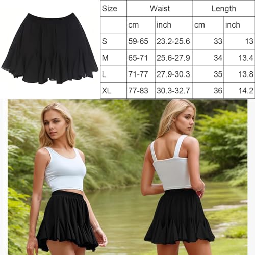 Jupe courte fluide ThreeH avec short intégré et taille haute élastique