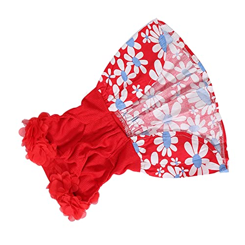 Vestido de cachorro, vestido de princesa para cães, roupas vermelhas macias de verão para o dia a di